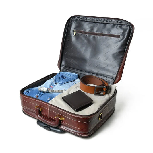 Wanderer Leather Trolly Suitcase Bag Godzi Leather