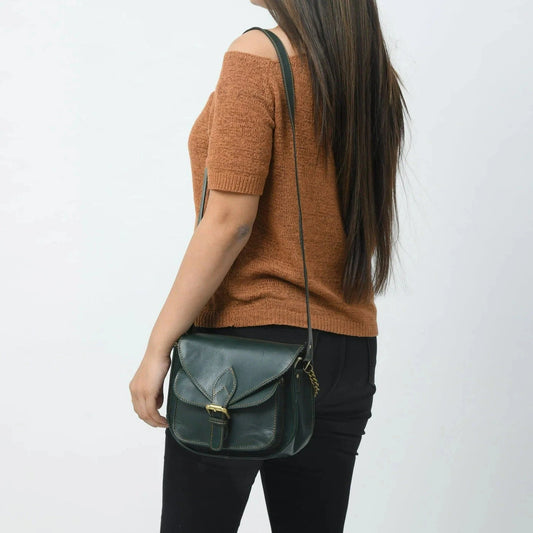 The Molina Satchel- Green Godzi Leather