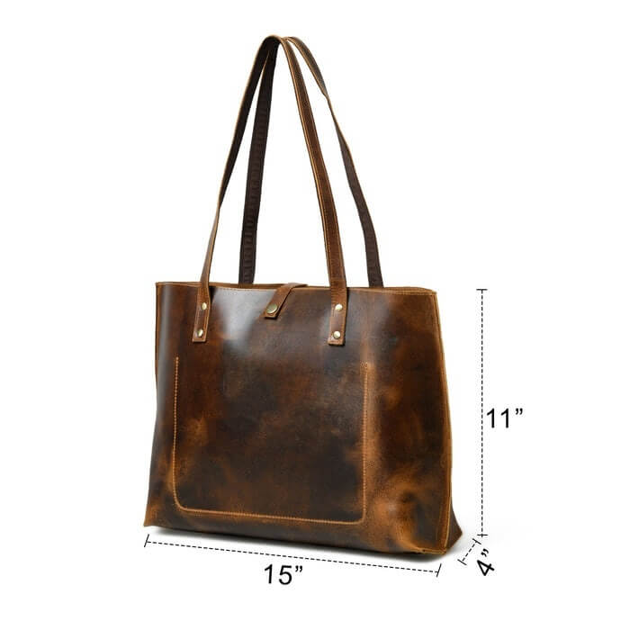 Coffee Brown Buffalo Leather Tote Bag β Handcrafted Durable Lightweight Office Bag