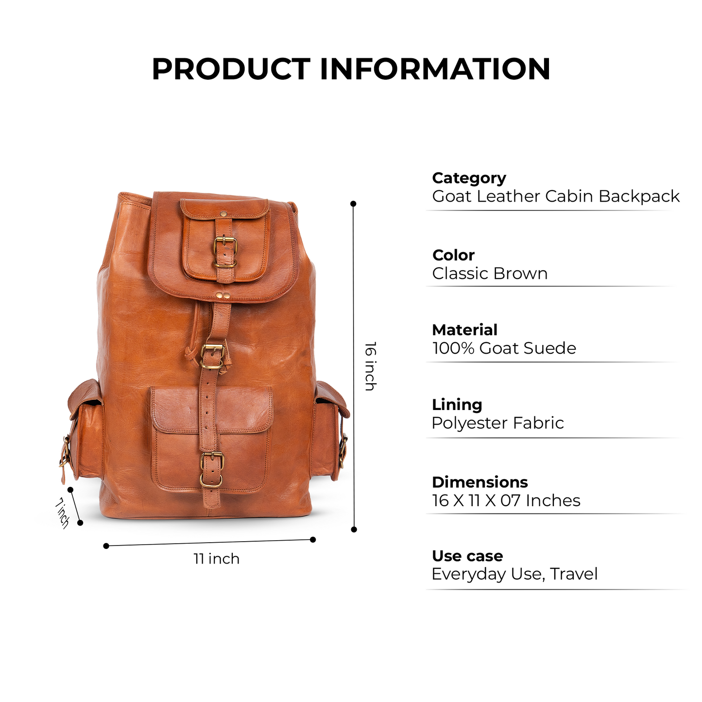 Godzi Goat Leather Backpack – Vintage Brown Travel Edition Godzi Leather