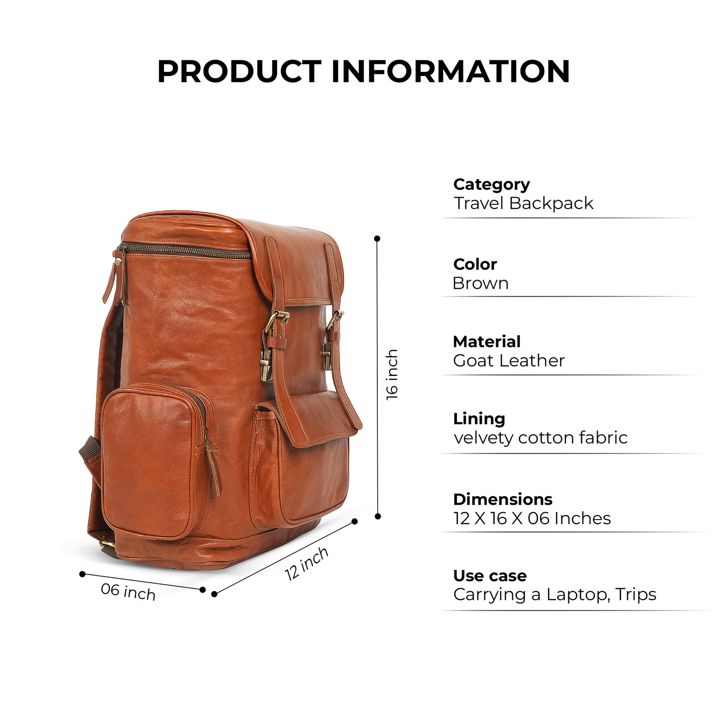 Godzi Goat Leather Backpack – Classic Brown Godzi Leather