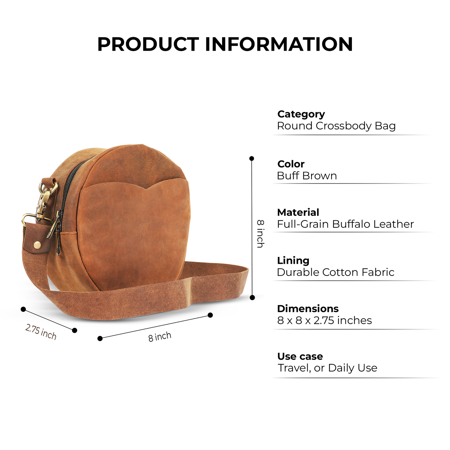 Godzi Round Buffalo Leather Sling Bag Godzi Leather