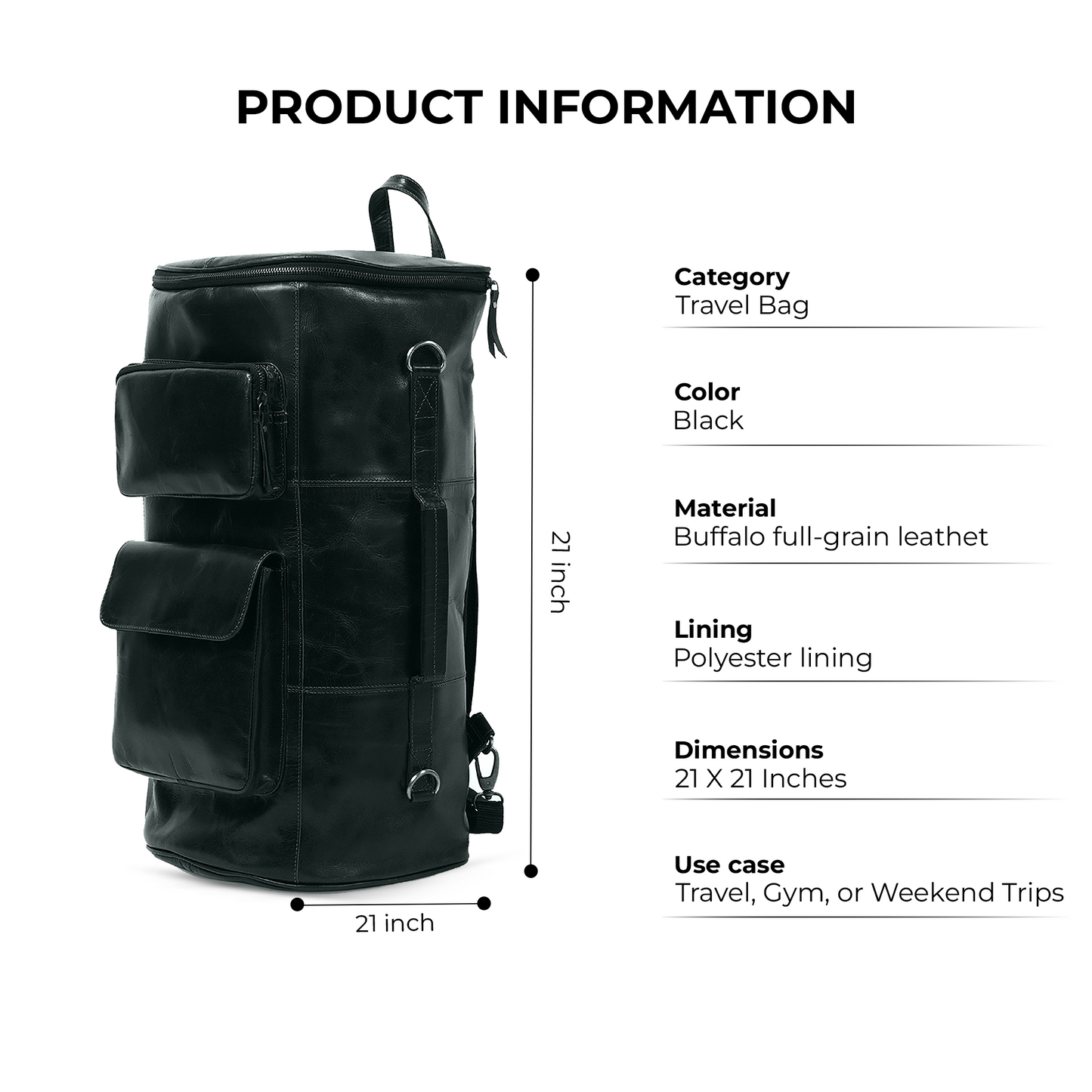 Godzi Buffalo Leather Convertible Travel Bag Godzi Leather