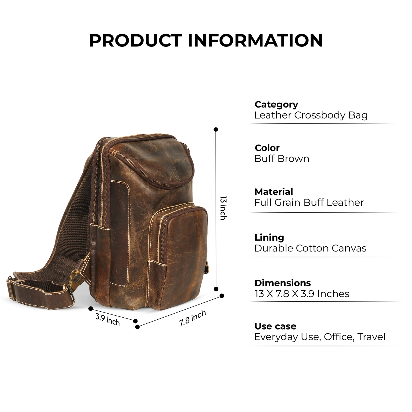 Godzi Men’s Buffalo Leather Sling Bag