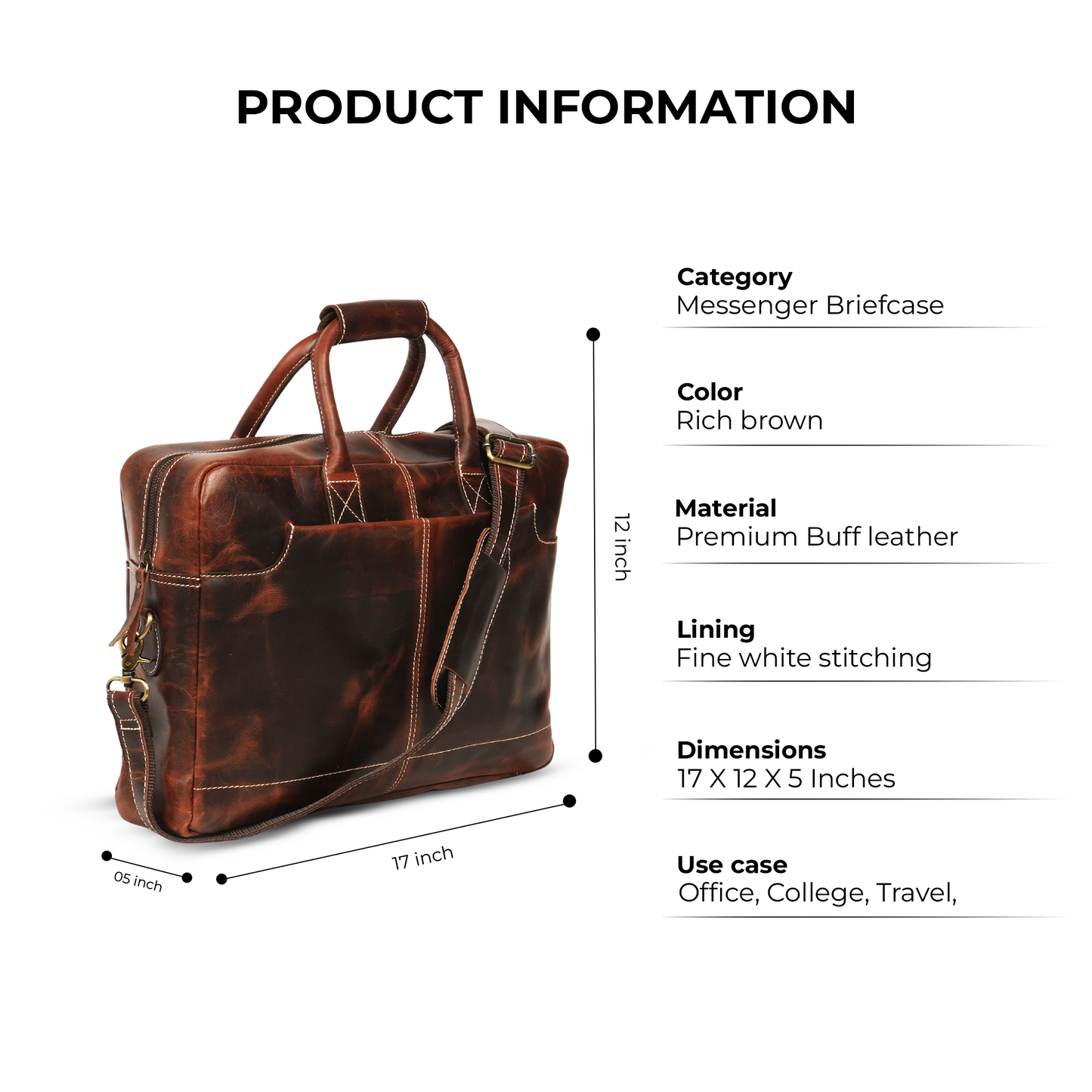 Godzi Handmade Leather Messenger Briefcase Godzi Leather