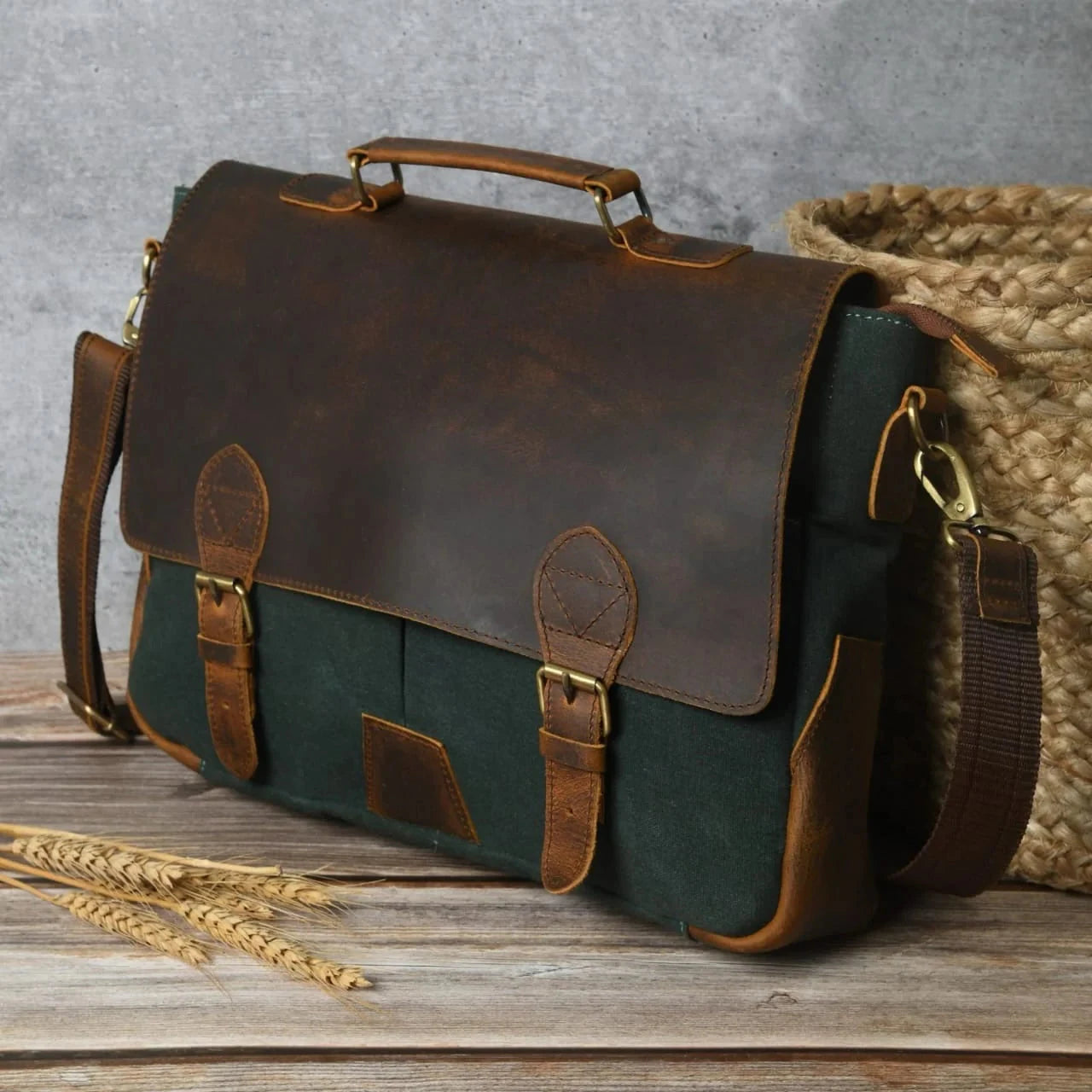 Urban Canvas Leather Briefcase Godzi Leather