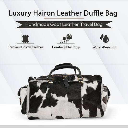 Godzi Luxury Hairon Leather Duffle – Unique Handmade Goat Leather Godzi Leather