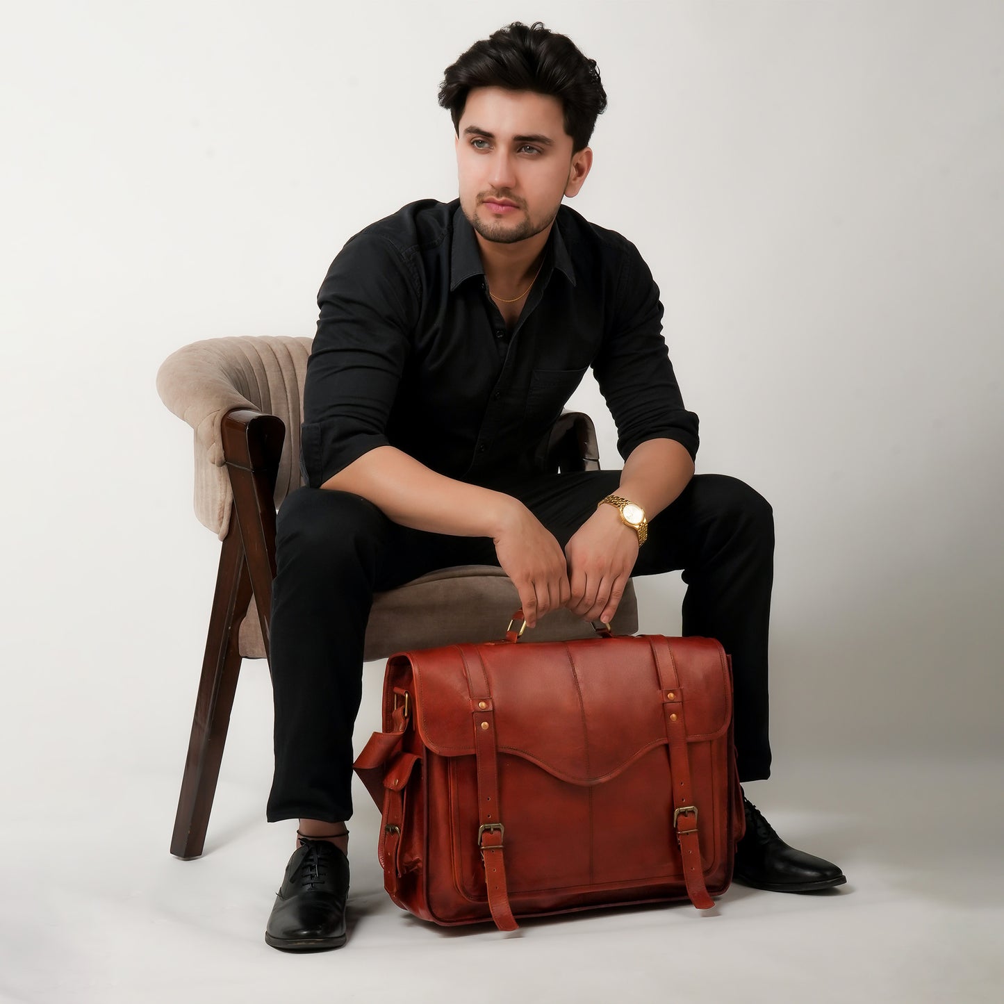 Godzi Goat Leather Messenger Bag – Vintage Brown