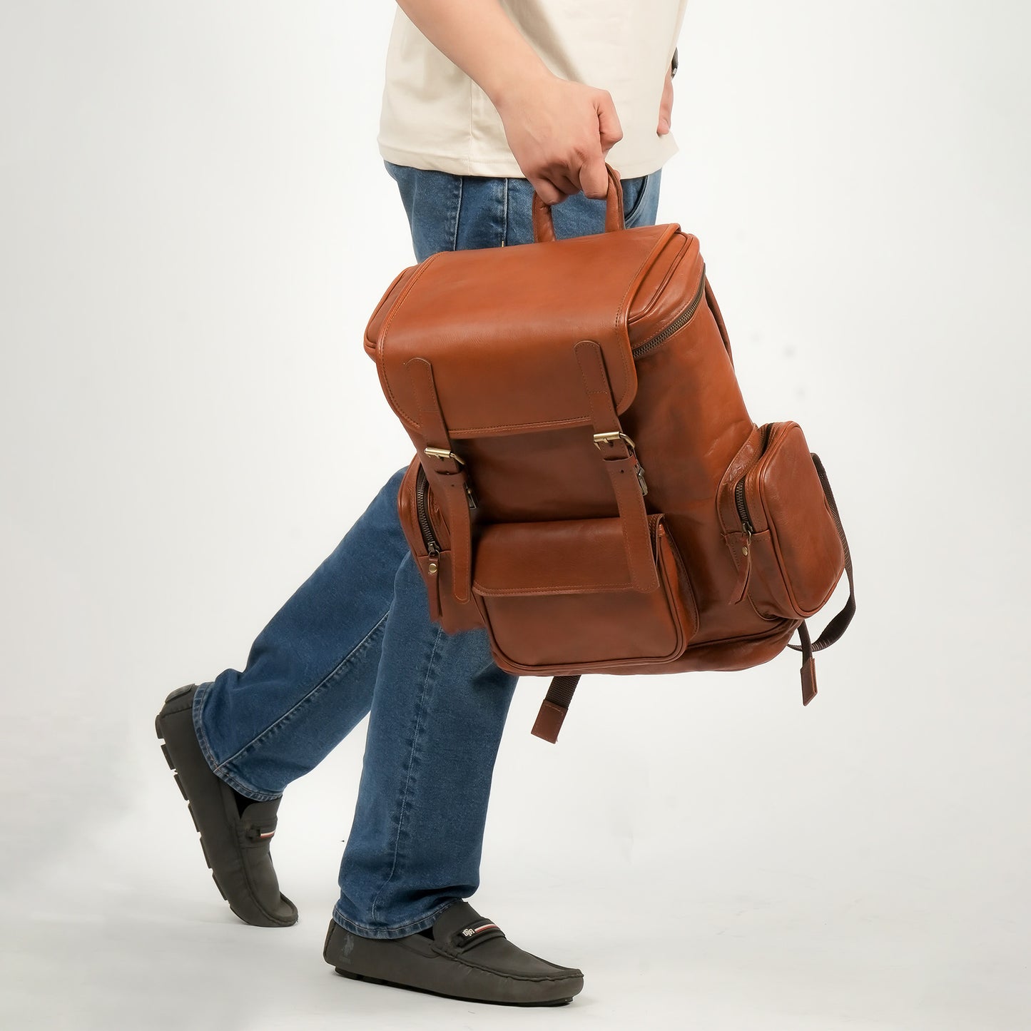 Godzi Goat Leather Backpack – Classic Brown