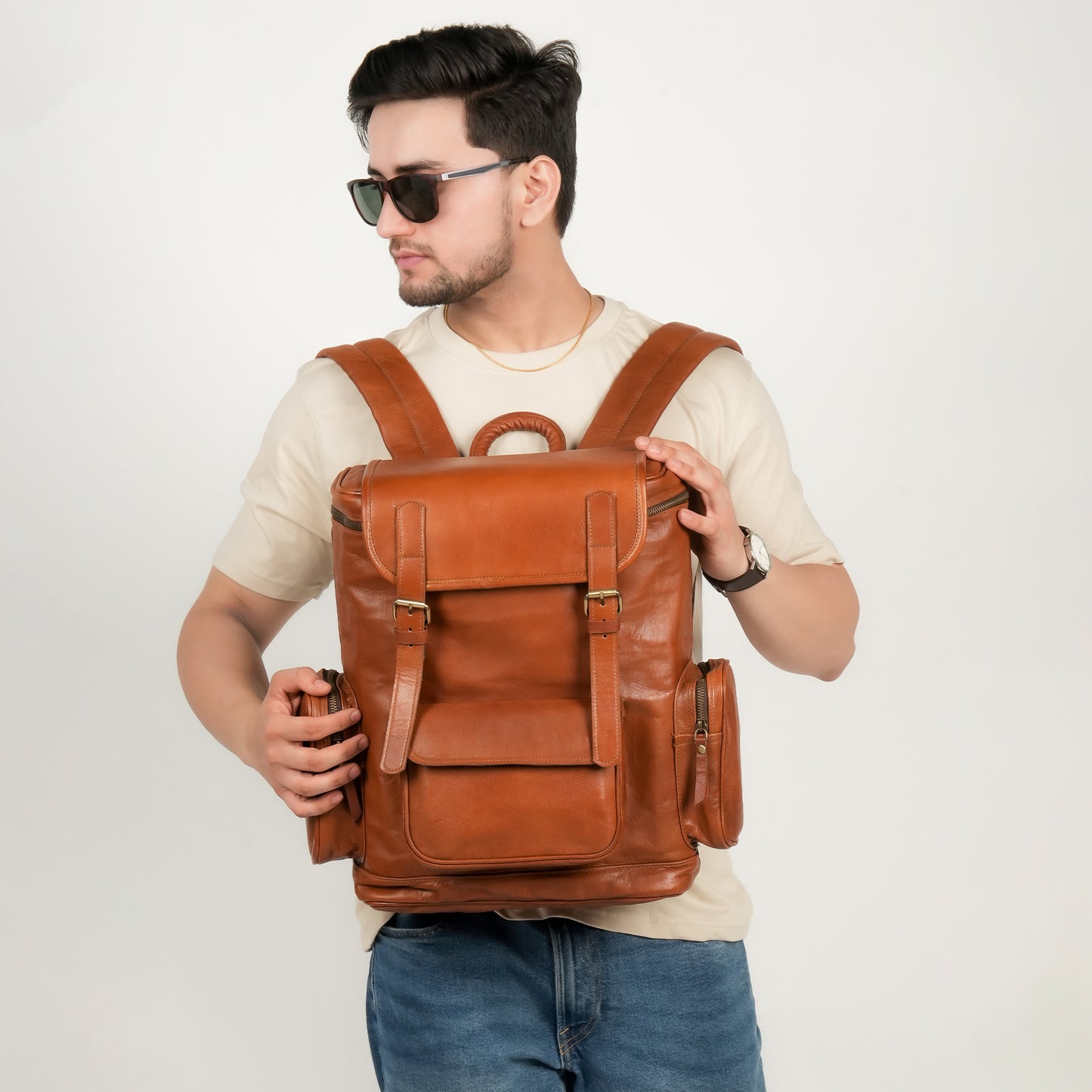 Godzi Goat Leather Backpack – Classic Brown