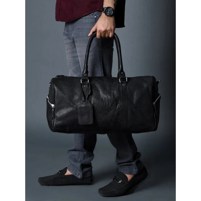 Godzi Black Leather Duffle Bag Godzi Leather
