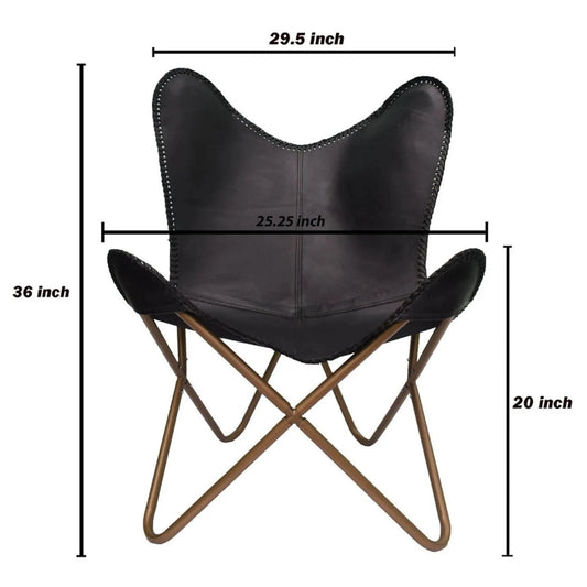 Black Leather Butterfly Chair Godzi Leather