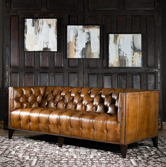 Madrid Tufted Leather Sofa Godzi Leather