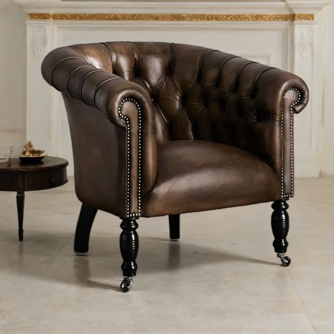 Angus Tub-Style Leather Sofa Chair Godzi Leather