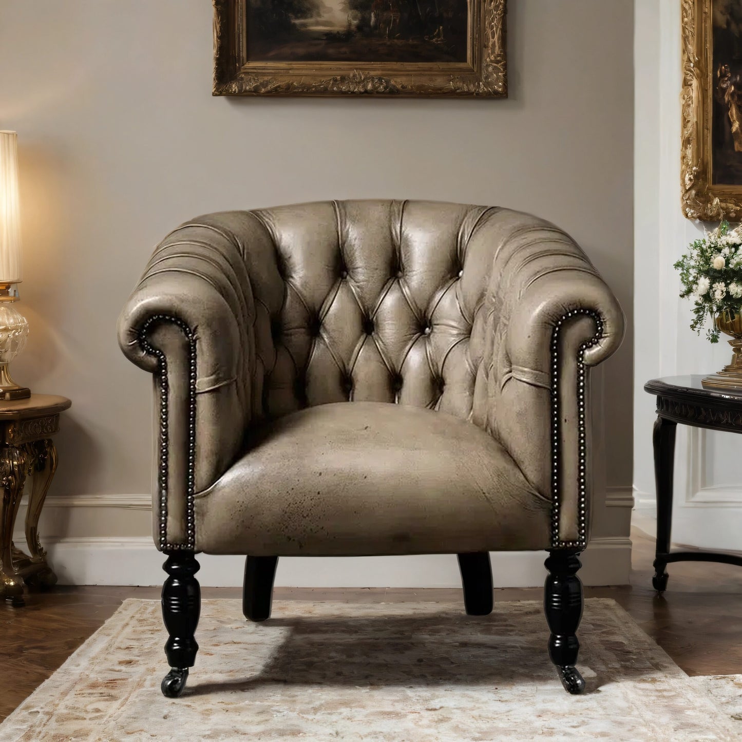 Angus Tub-Style Leather Sofa Chair