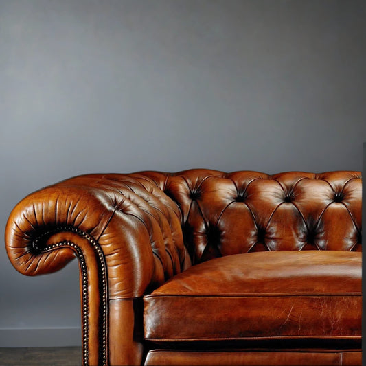 Ralph Chesterfield 3- Seater Leather Sofa Godzi Leather