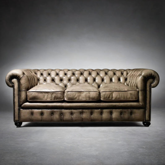 Maeve Chesterfield 3- Seater Leather Sofa Godzi Leather