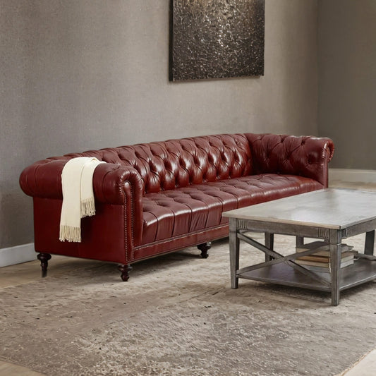 Scarlet Chesterfield 4- Seater Leather Sofa