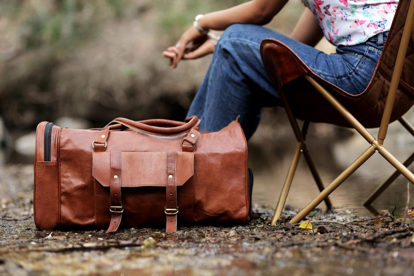 Luxury Brown Leather shoe Duffle Bag for Travel and Gym – Spacious, Durable, and Stylish Weekender Bag