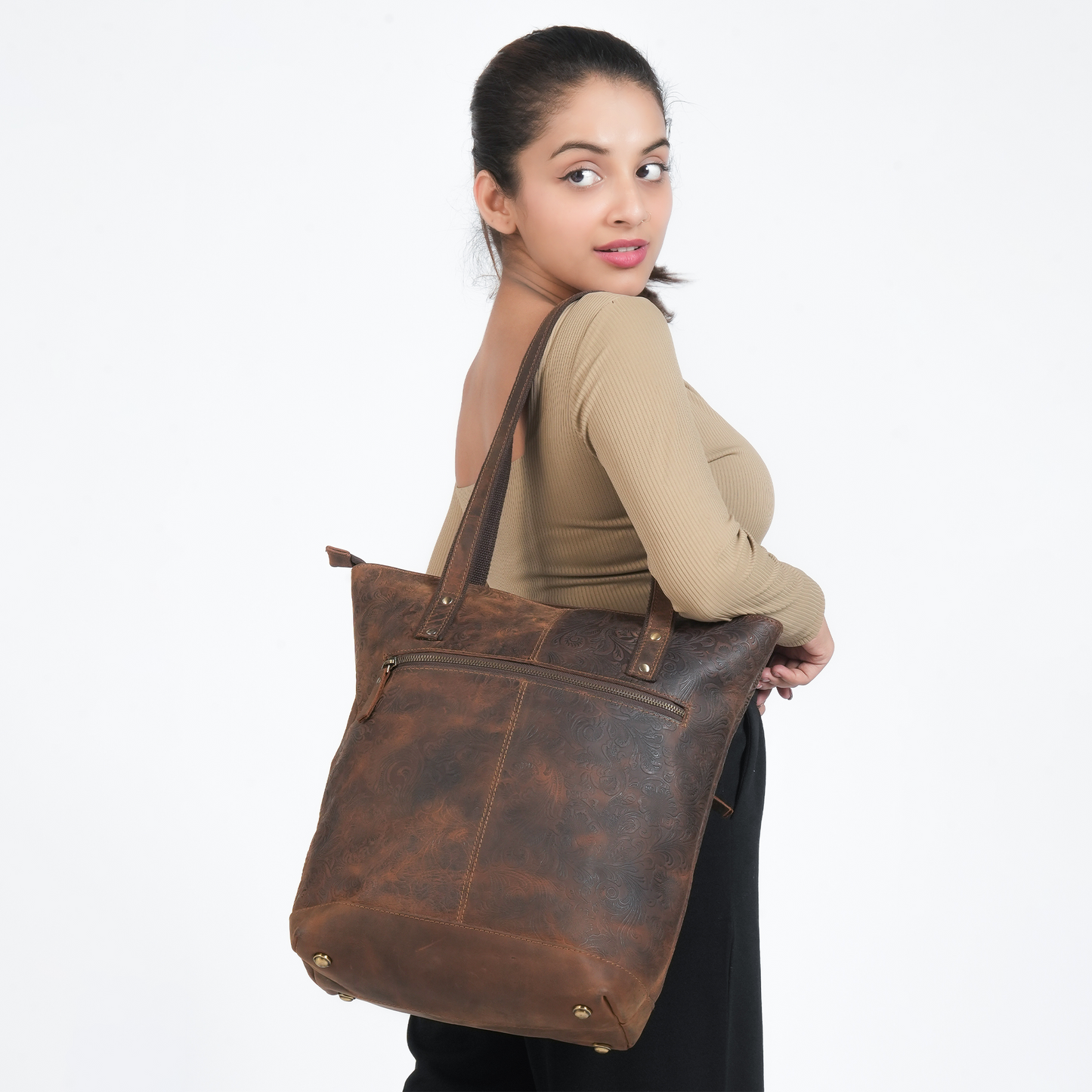 Goat Genuine Leather Tote Bag For Women