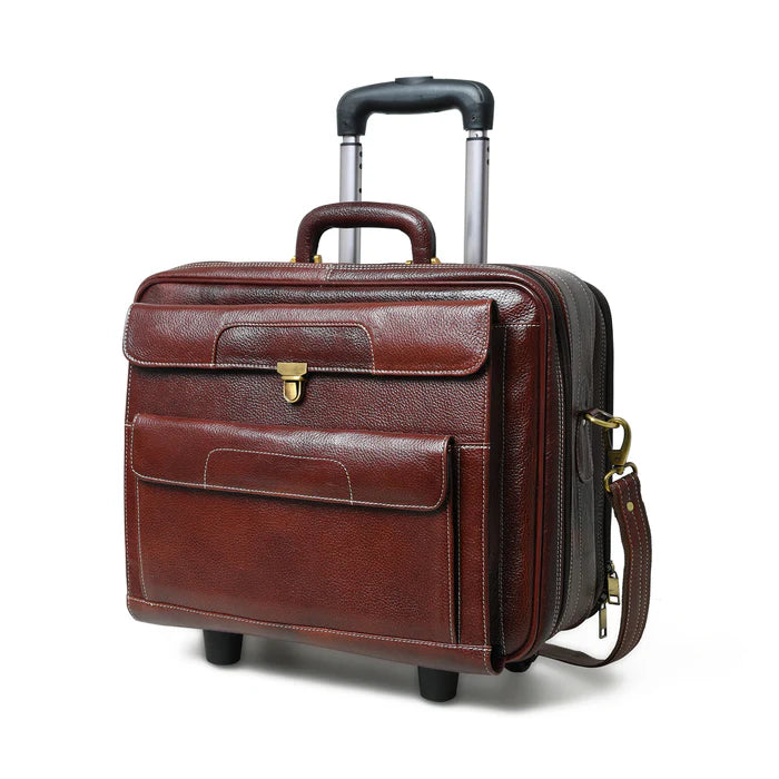 Wanderer Leather Trolly Suitcase Bag