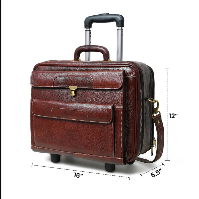 Wanderer Leather Trolly Suitcase Bag