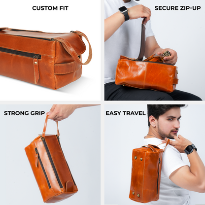 Godzi Groomer Leather Toiletry Bag