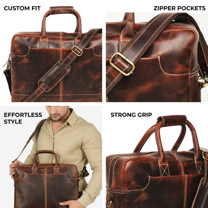 Godzi Handmade Leather Messenger Briefcase Godzi Leather