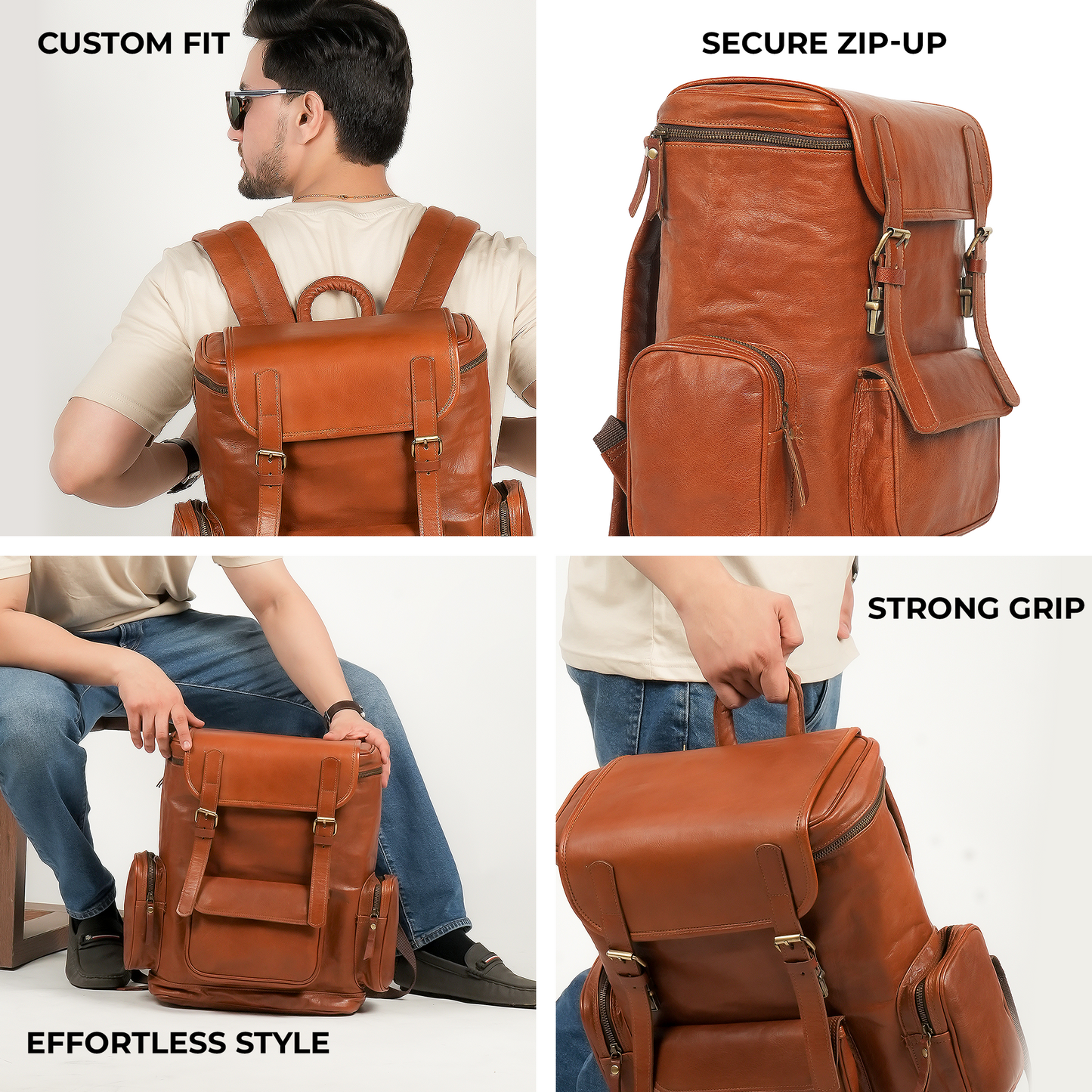 Godzi Goat Leather Backpack – Classic Brown