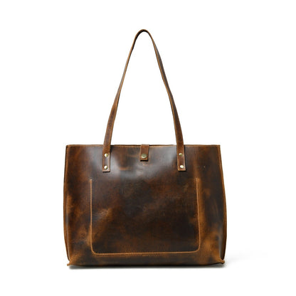 Coffee Brown Buffalo Leather Tote Bag – Handcrafted Durable Lightweight Office Bag