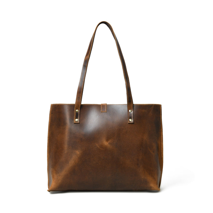 Coffee Brown Buffalo Leather Tote Bag – Handcrafted Durable Lightweight Office Bag