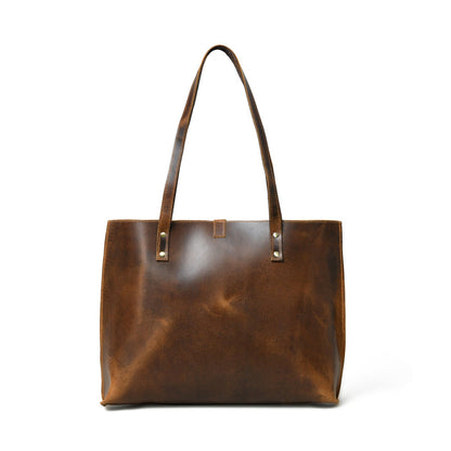 Coffee Brown Buffalo Leather Tote Bag – Handcrafted Durable Lightweight Office Bag