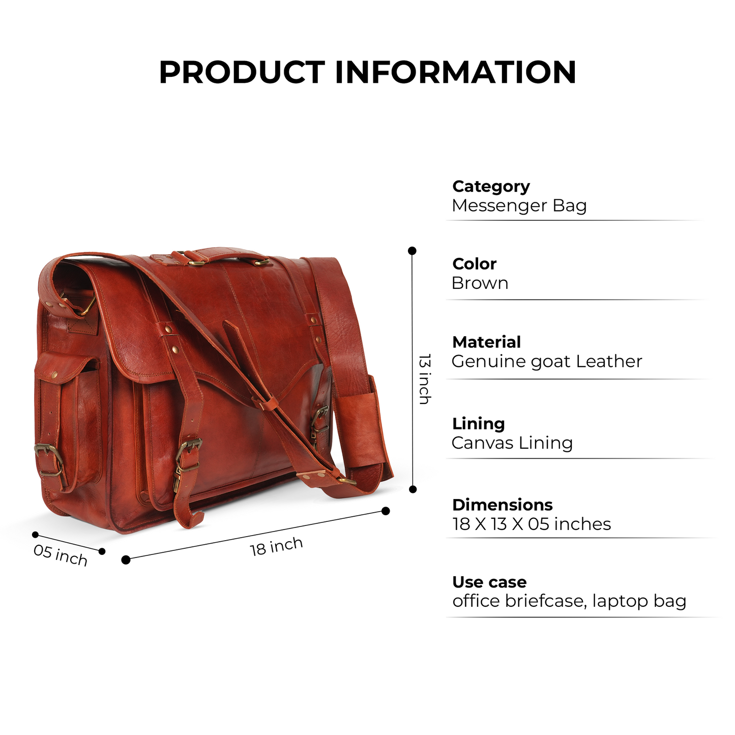 Godzi Goat Leather Messenger Bag – Vintage Brown