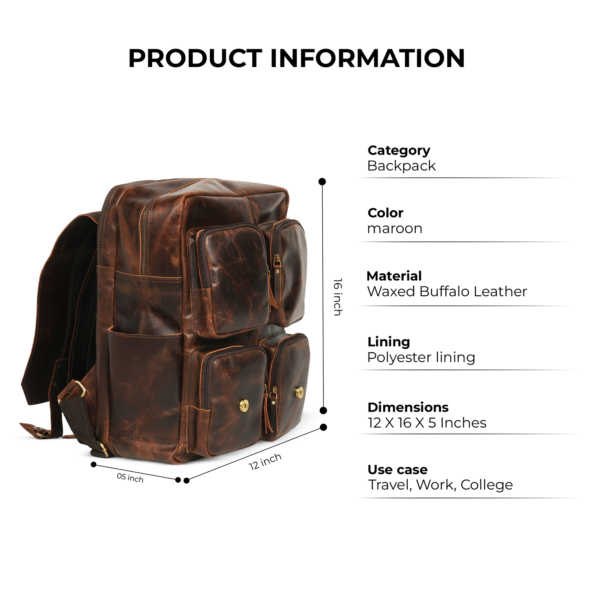 Godzi Leather Backpack - Handmade Leather Godzi Leather