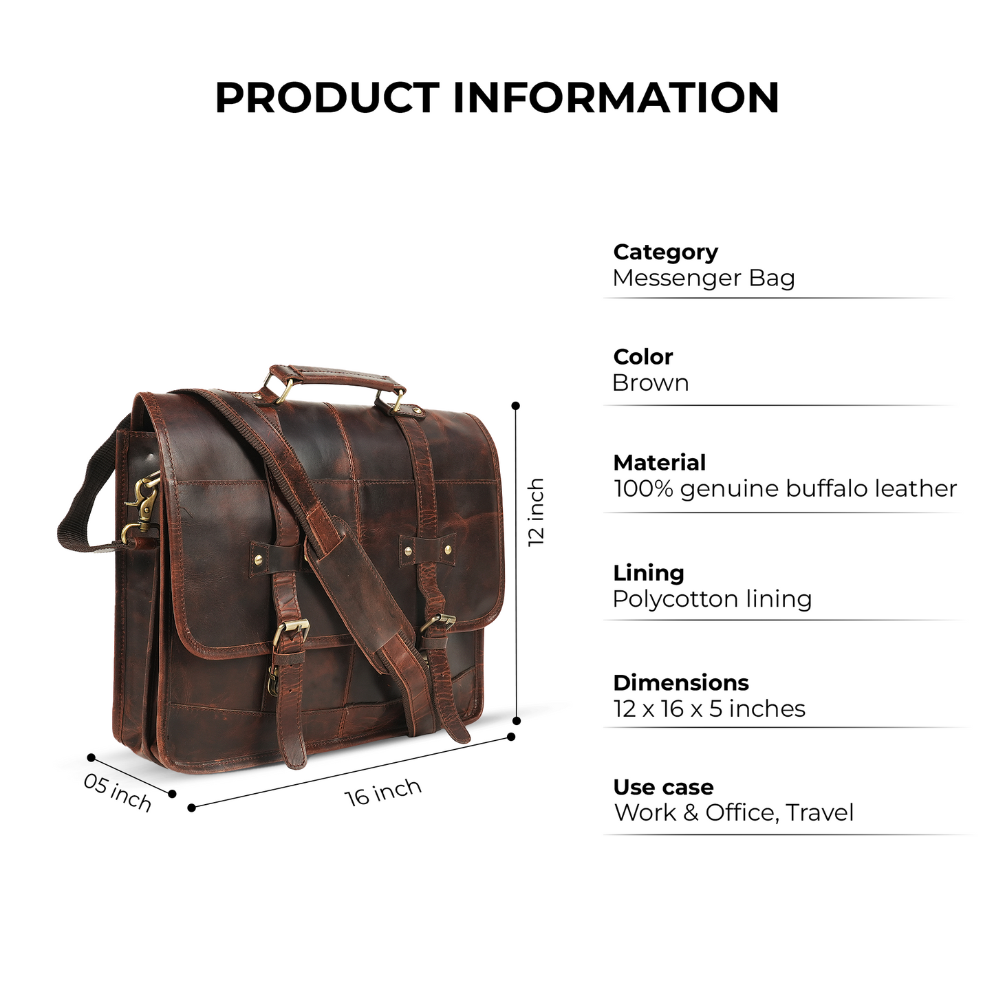 Godzi Handmade Leather Messenger Bag