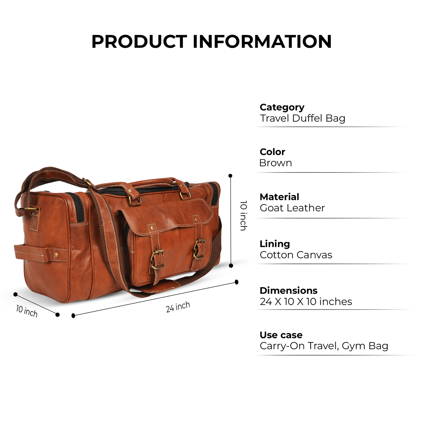 Godzi Extra-Large Goat Leather Travel Duffle – Brown Godzi Leather