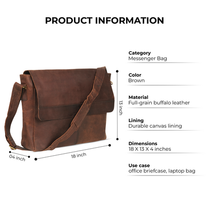 Godzi Buffalo Leather Messenger Bag – Vintage 18