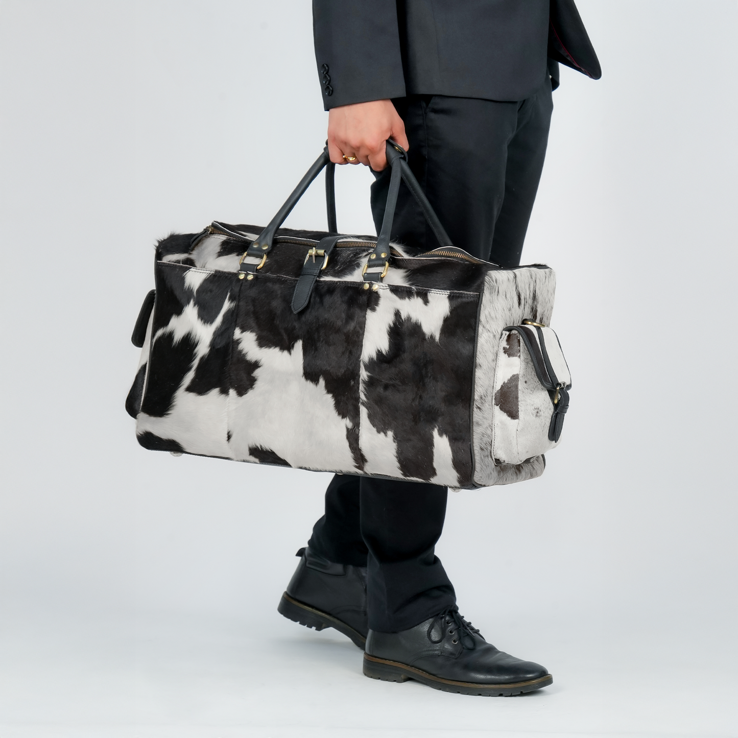 Godzi Luxury Hairon Leather Duffle – Unique Handmade Goat Leather Godzi Leather