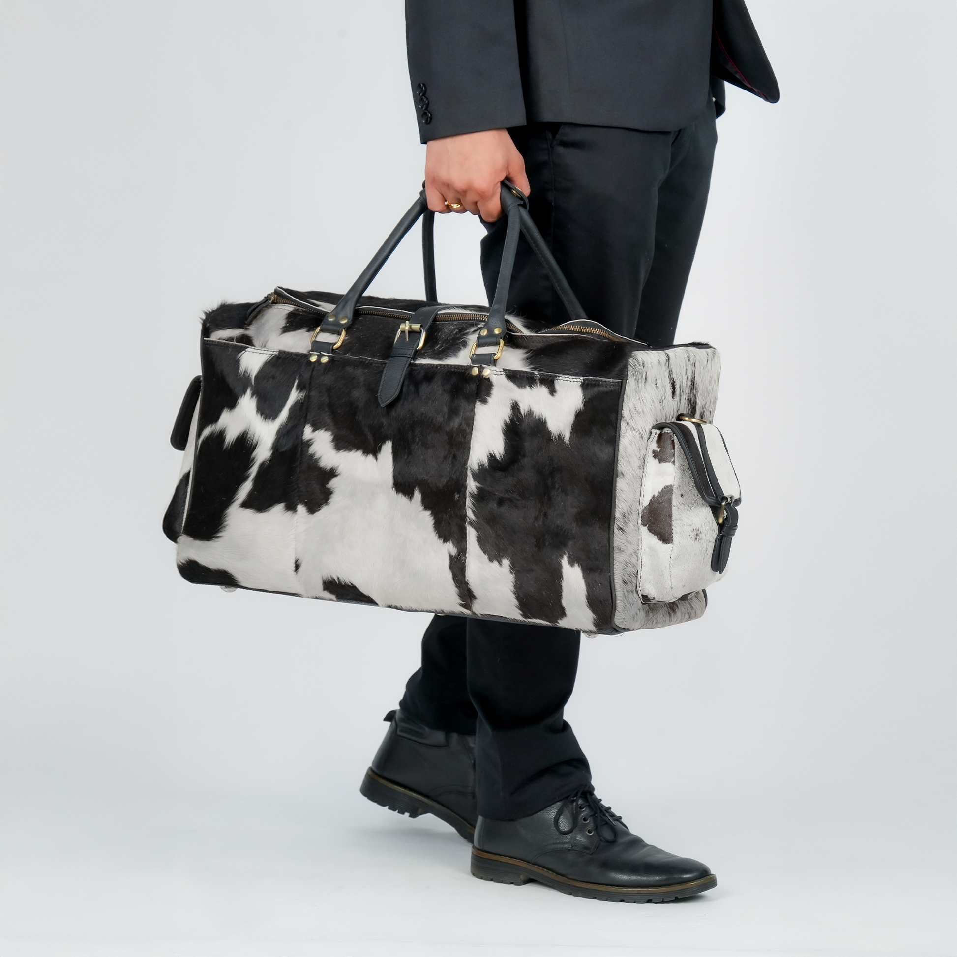 Godzi Luxury Hairon Leather Duffle – Unique Handmade Goat Leather Godzi Leather