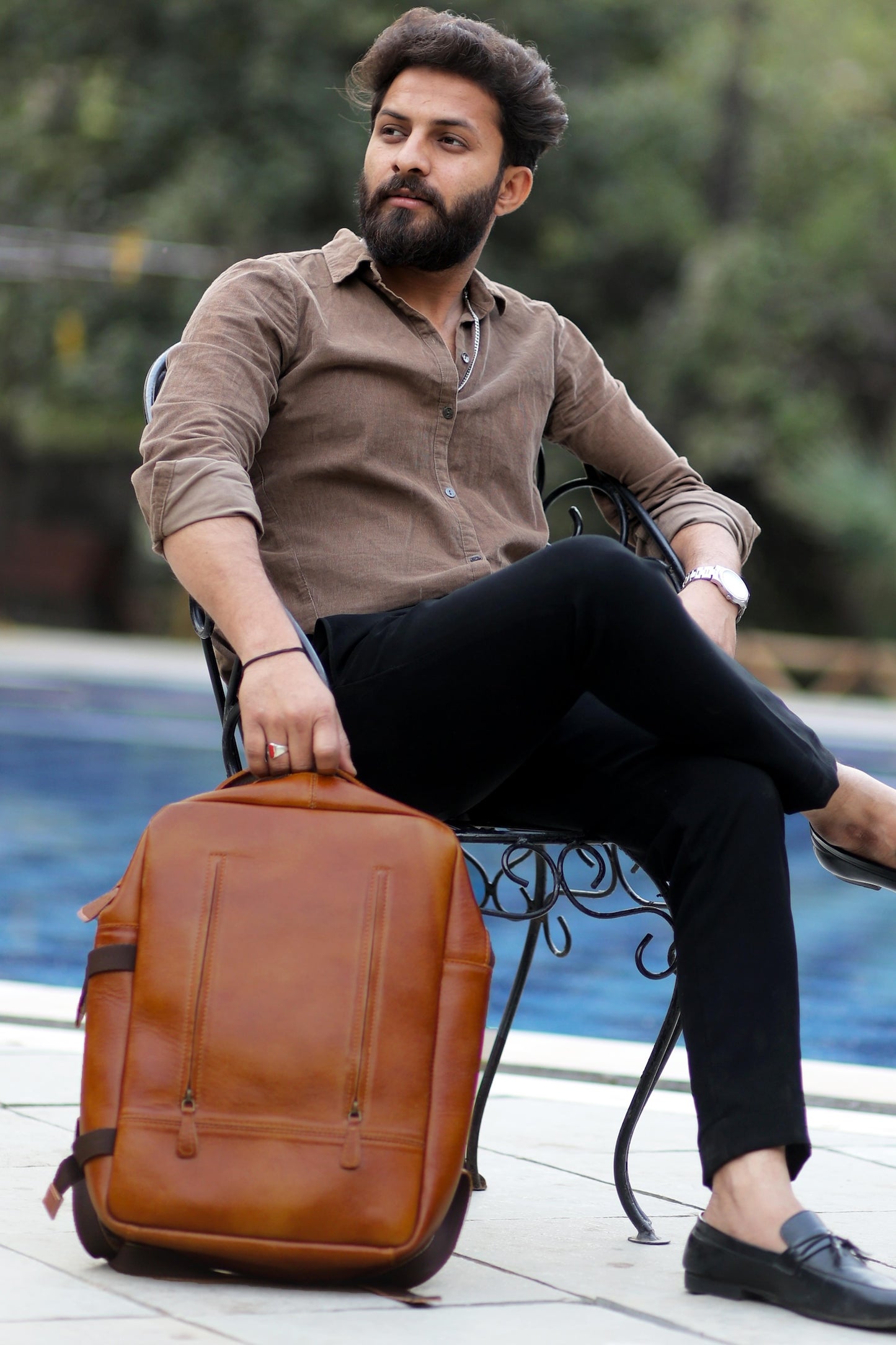 Luxurious Leather Backpack – Brown Vintage Laptop Travel Bag