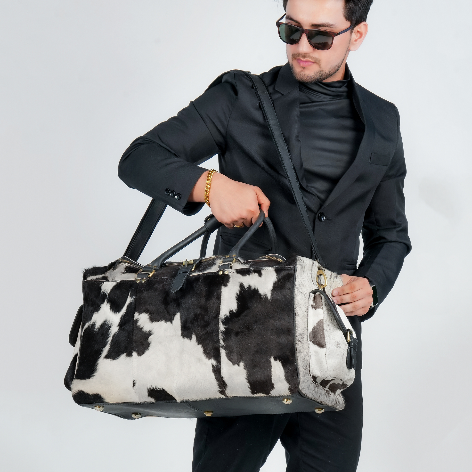 Godzi Luxury Hairon Leather Duffle – Unique Handmade Goat Leather Godzi Leather