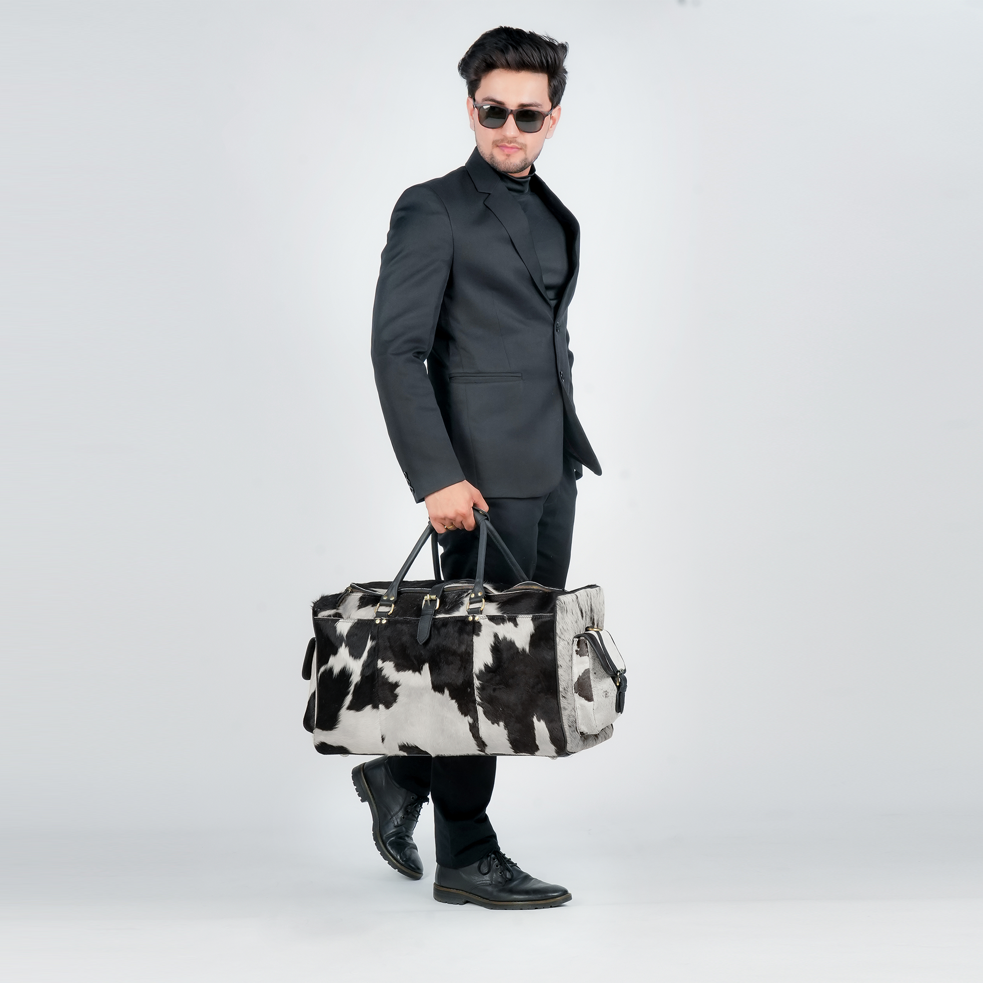 Godzi Luxury Hairon Leather Duffle – Unique Handmade Goat Leather Godzi Leather