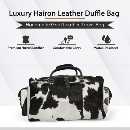 Godzi Luxury Hairon Leather Duffle – Unique Handmade Goat Leather Godzi Leather