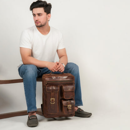 Godzi Vintage Leather Backpack – Full-Grain Handmade Brown