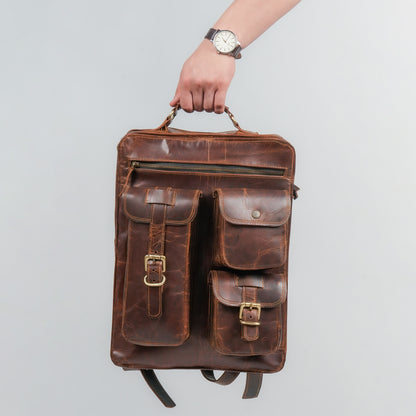 Godzi Vintage Leather Backpack – Full-Grain Handmade Brown