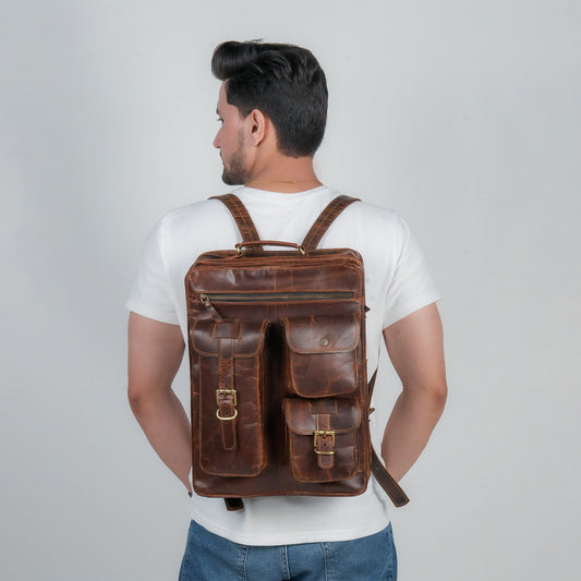 Godzi Vintage Leather Backpack – Full-Grain Handmade Brown