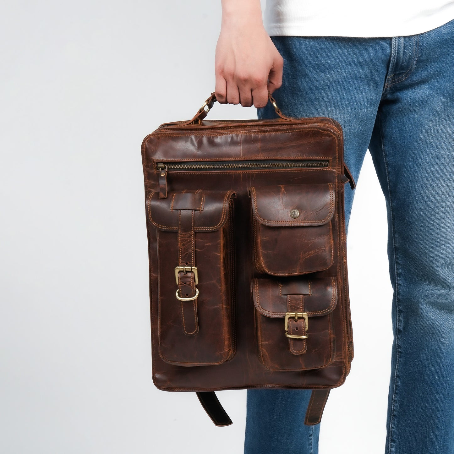 Godzi Vintage Leather Backpack – Full-Grain Handmade Brown