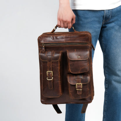 Godzi Vintage Leather Backpack – Full-Grain Handmade Brown