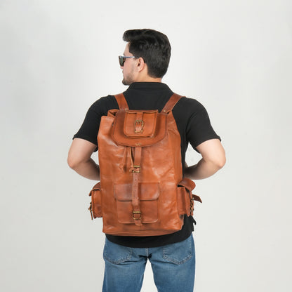 Godzi Goat Leather Backpack – Vintage Brown Travel Edition
