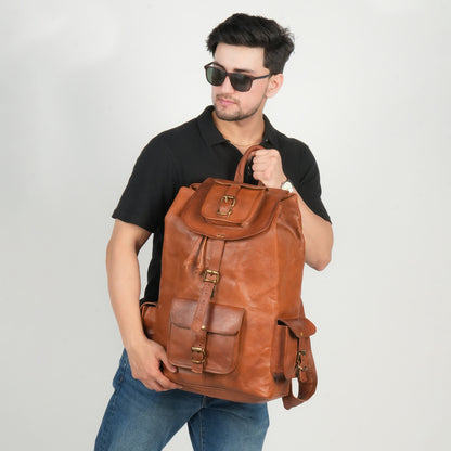 Godzi Goat Leather Backpack – Vintage Brown Travel Edition